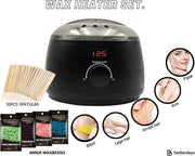 Wax Heater SET! - Harsapparaat - complete ontharings set - incl. 450gr wax bonen - 30 houten spatels - Wax verwarmer - Thuis gebruik - Lichaam ontharing - Gezichtsontharing - Professioneel gebruik - wax ontharen - harsketel