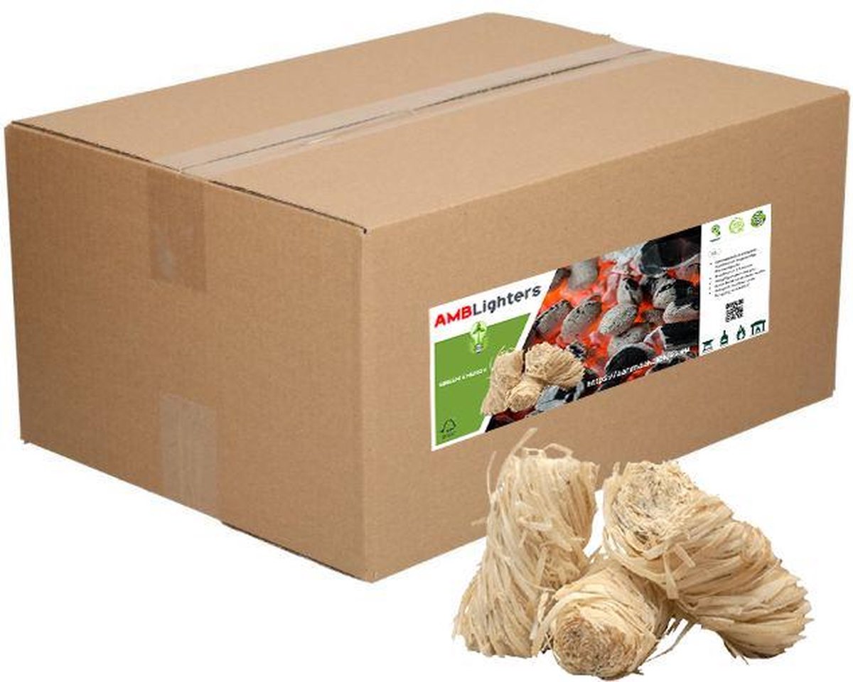 AMB Houtwol aanmaakkrullen ca. 400 Krullen - 5kg in een omdoos