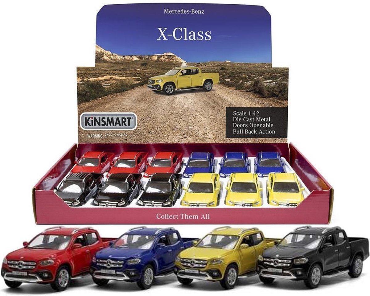 KINSMART Mercedes Benz X-CLASS PICK UP 12st. in tray 4 colors schaalmodel 4
