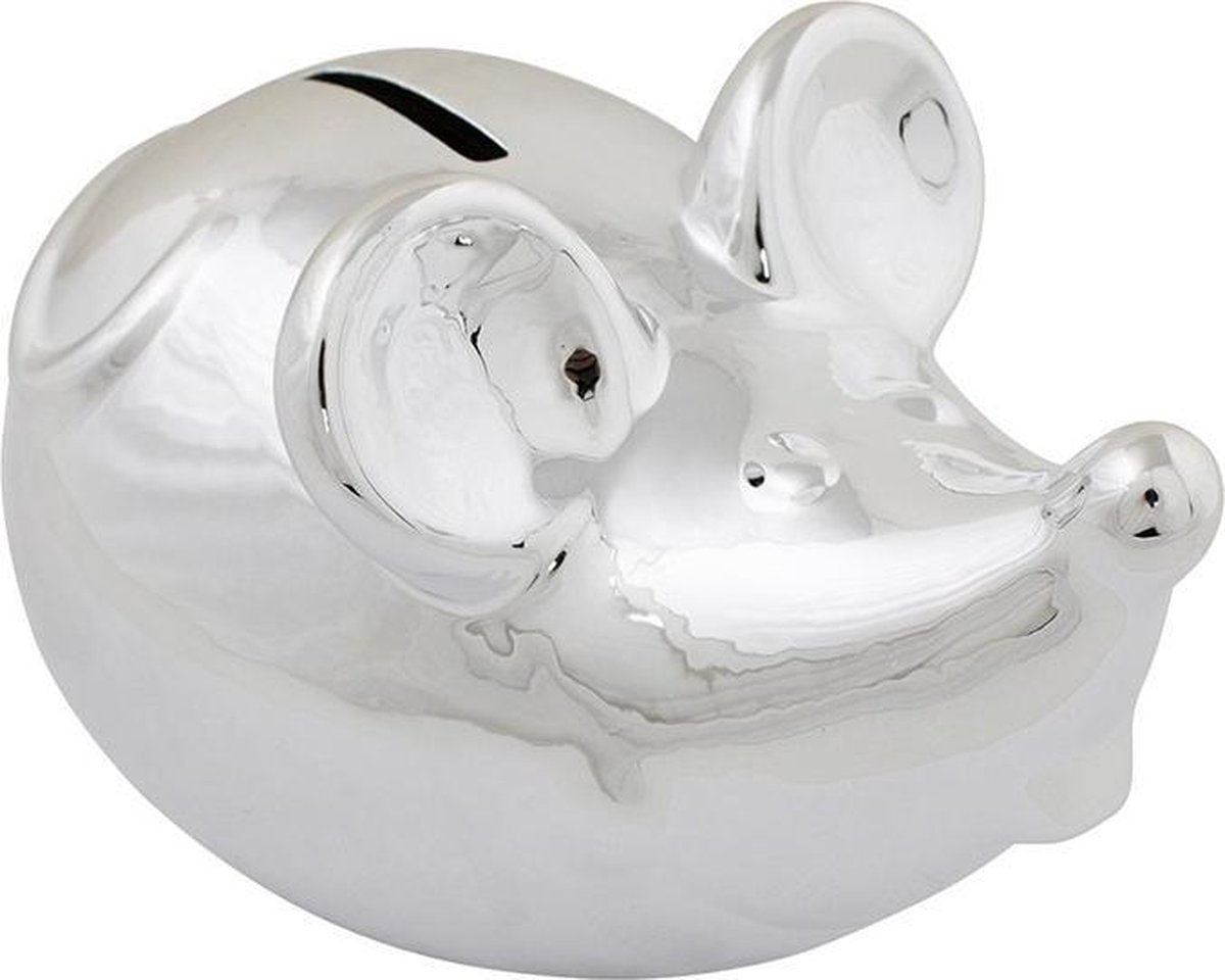 Zilverkleurige Spaarpot Muis (17 cm)