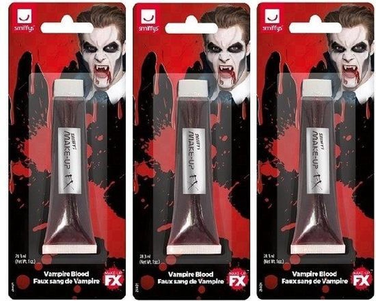 3x Nep bloed schmink/make up tubes 28 ml - Kunstbloed - Horror/Halloween thema filmbloed