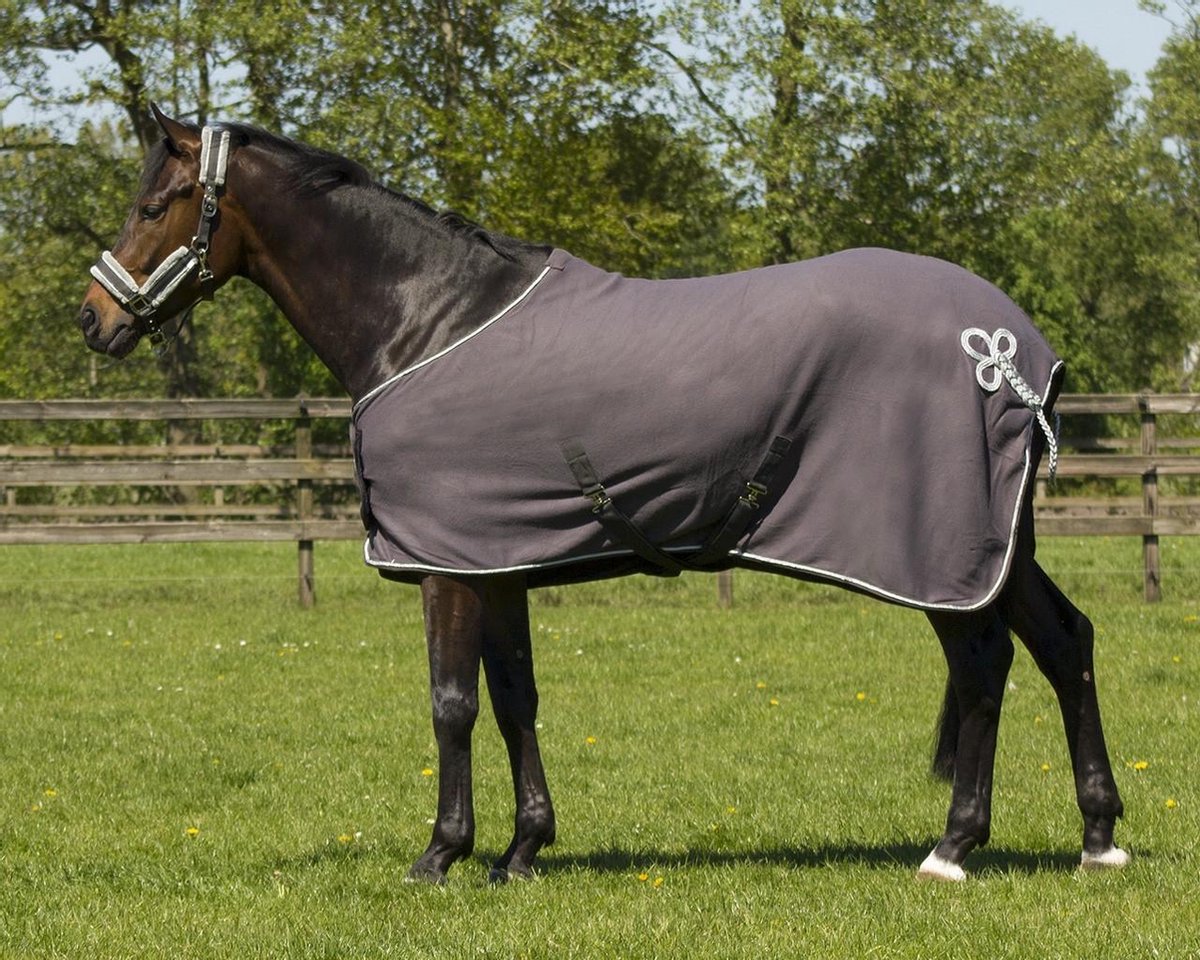 Deken fleece ornament Grijs/zilver 195