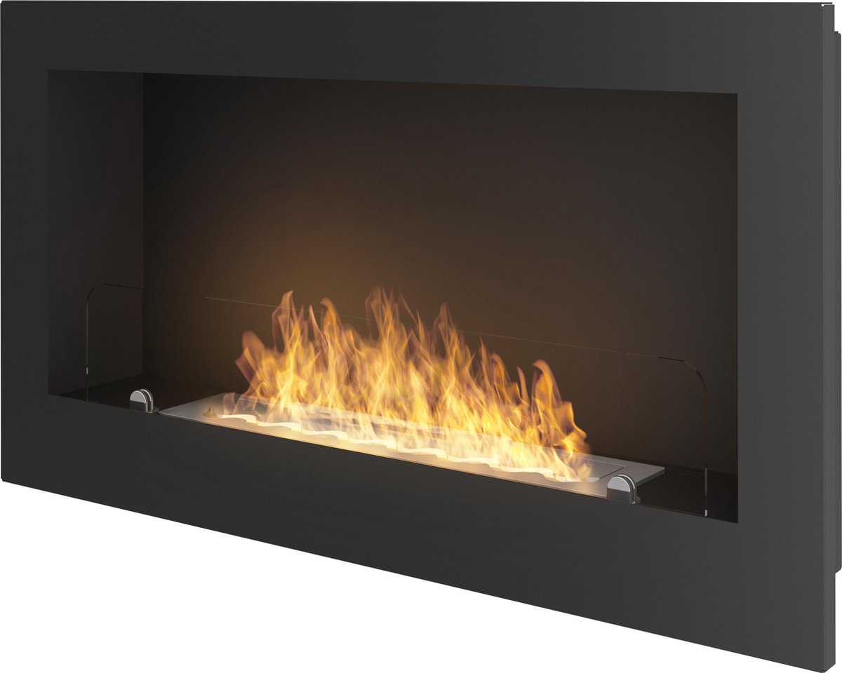 INFIRE - bio-ethanol haard met glasplaatje - BRANDTIJD 4-6uur-Sfeerhaard-wandsfeerhaard- 90 x 49 cm