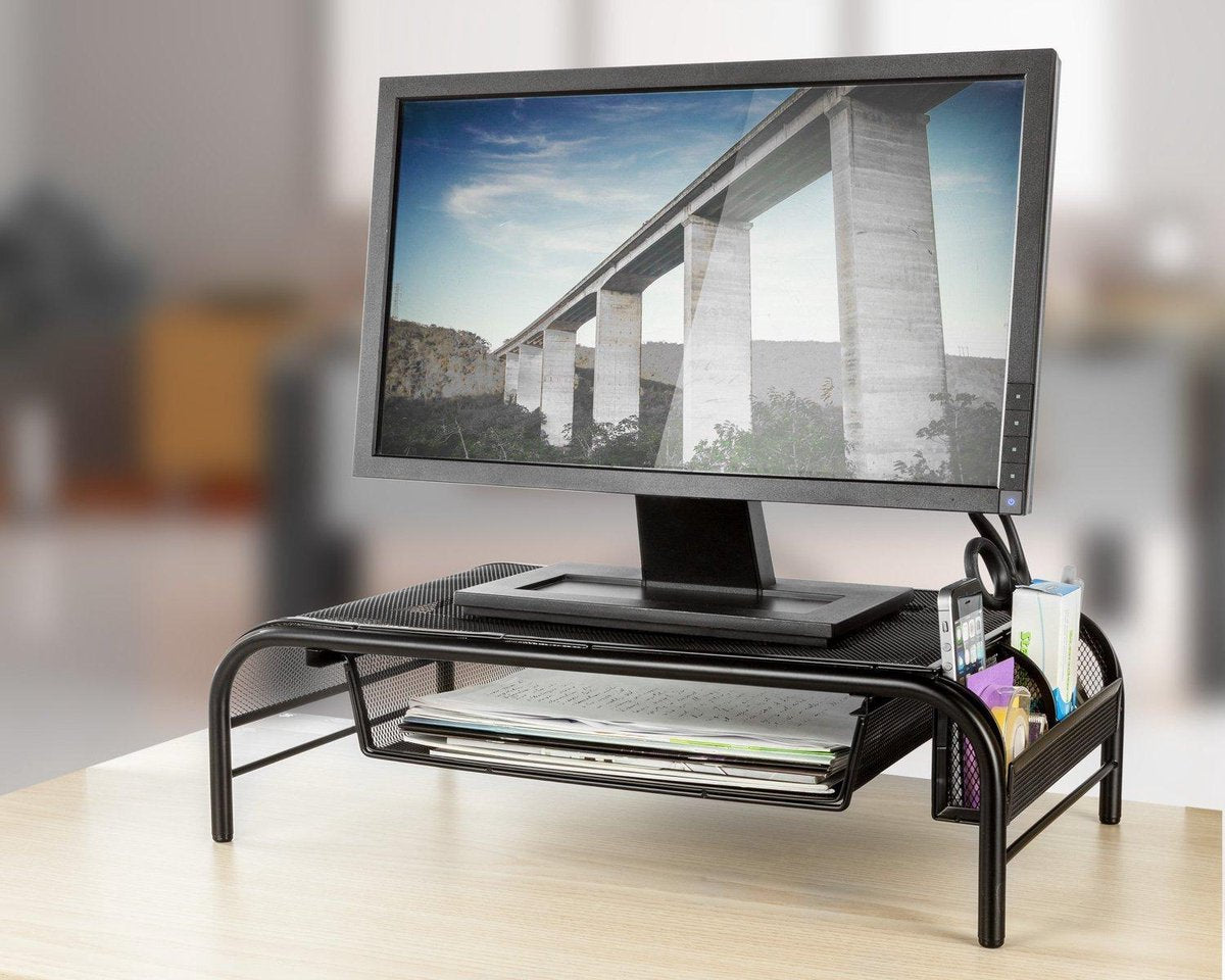 IQ-Monitor Standaard incl. opbergvakken – Praktische Desktop Verhoger – Monitor standaard - Monitor verhoger
