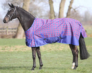 Regendeken luxe 0 gram Kobaltblauw ruit paardendeken - maat 155
