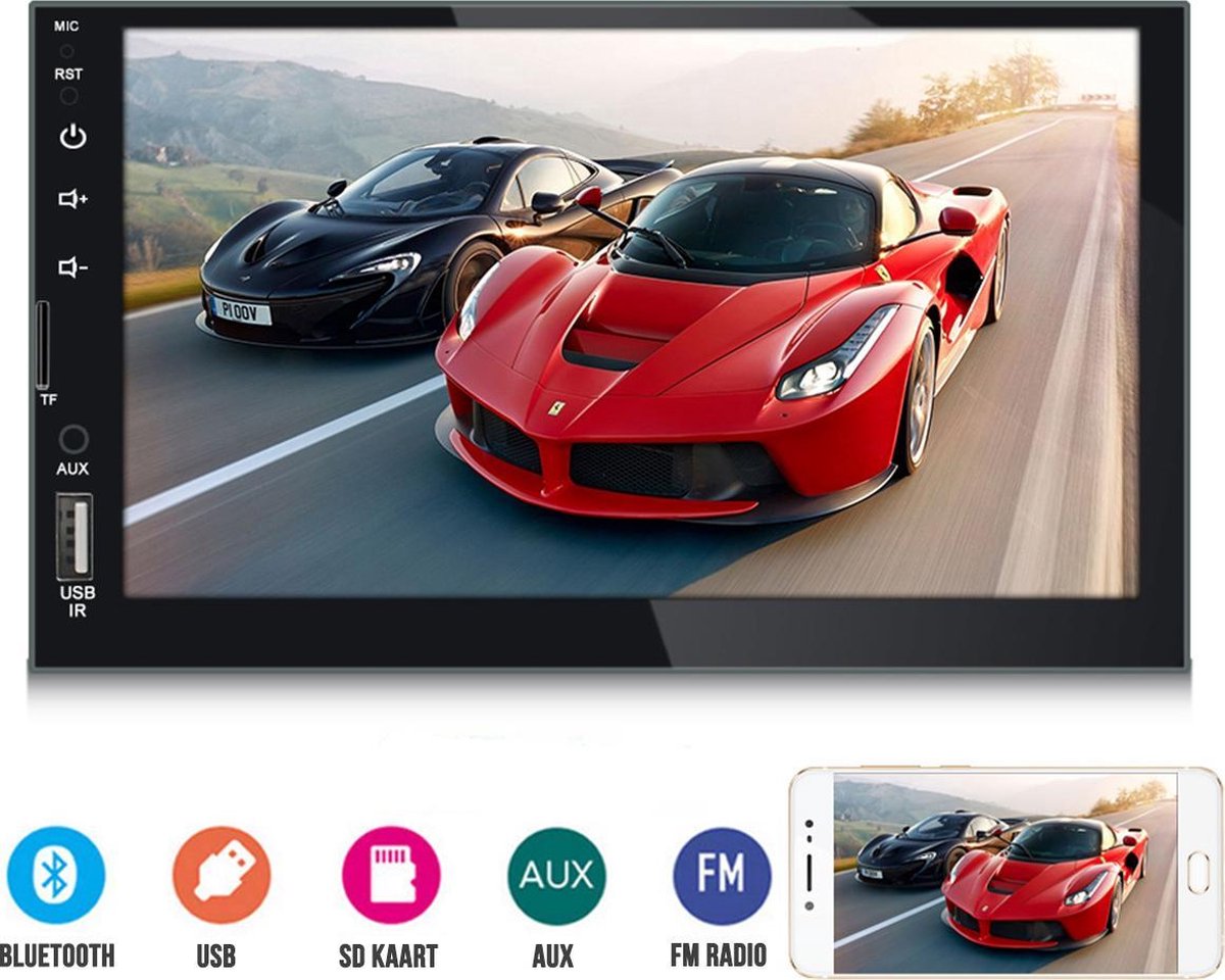 Strex Autoradio 7'' Touchscreen - Bluetooth / Aux / USB - Incl. Achteruitrijcamera - 2 DIN - Infotainment Auto Radio
