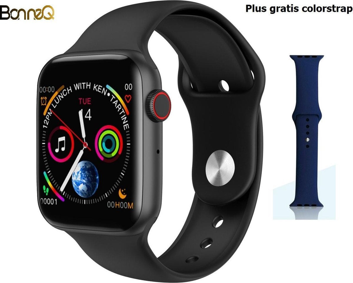 BonneQ - Stappenteller - Stappenteller horloge dames - Heren - Calorieënverbruik - Sportfuncties- Hartslagmeter – Ontvang inkomende berichten (social media) – Bellen- Slaaptracker- Inclusief usb oplaadstekker- Zwart