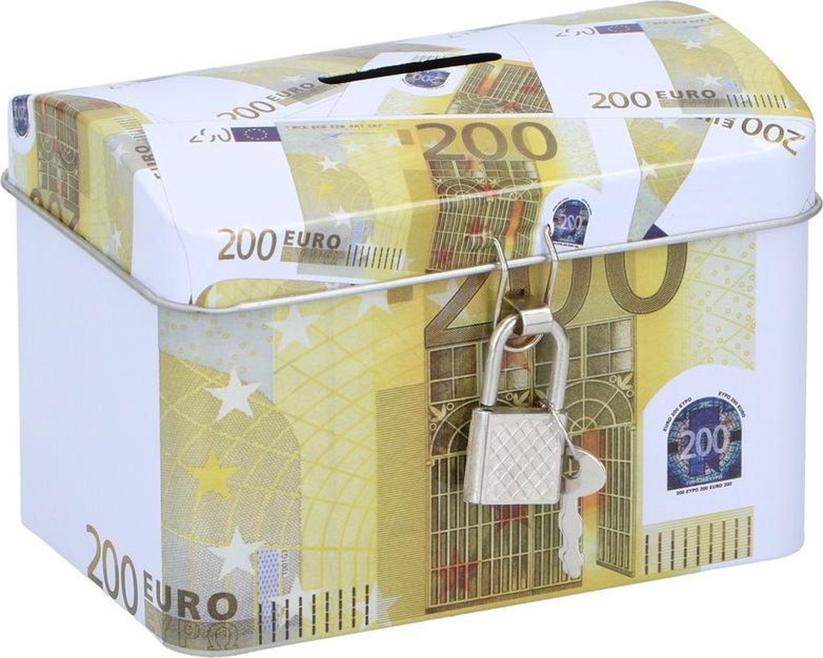 Spaarpot kistje 200 euro biljet 11 x 8 cm
