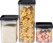 Mepal – Omnia set bewaardoos 3-delig – Black  – bewaardozen voedsel – makkelijk stapelbare voorraadpotten – lucht en- aromadicht
