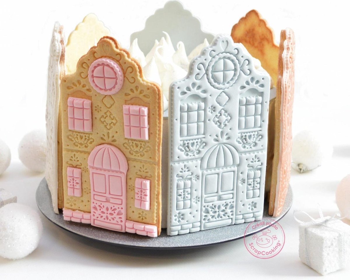 ScrapCooking Little House Cutter|Dubbelzijdig Koekhuis uitsteekvorm-embosser|Gevelhuis