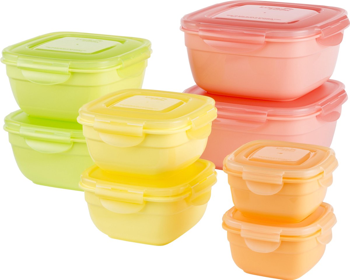 Lock&Lock Vershoudbakjes - Set van 8 stuks - Stapelbaar - Multicolor Mix