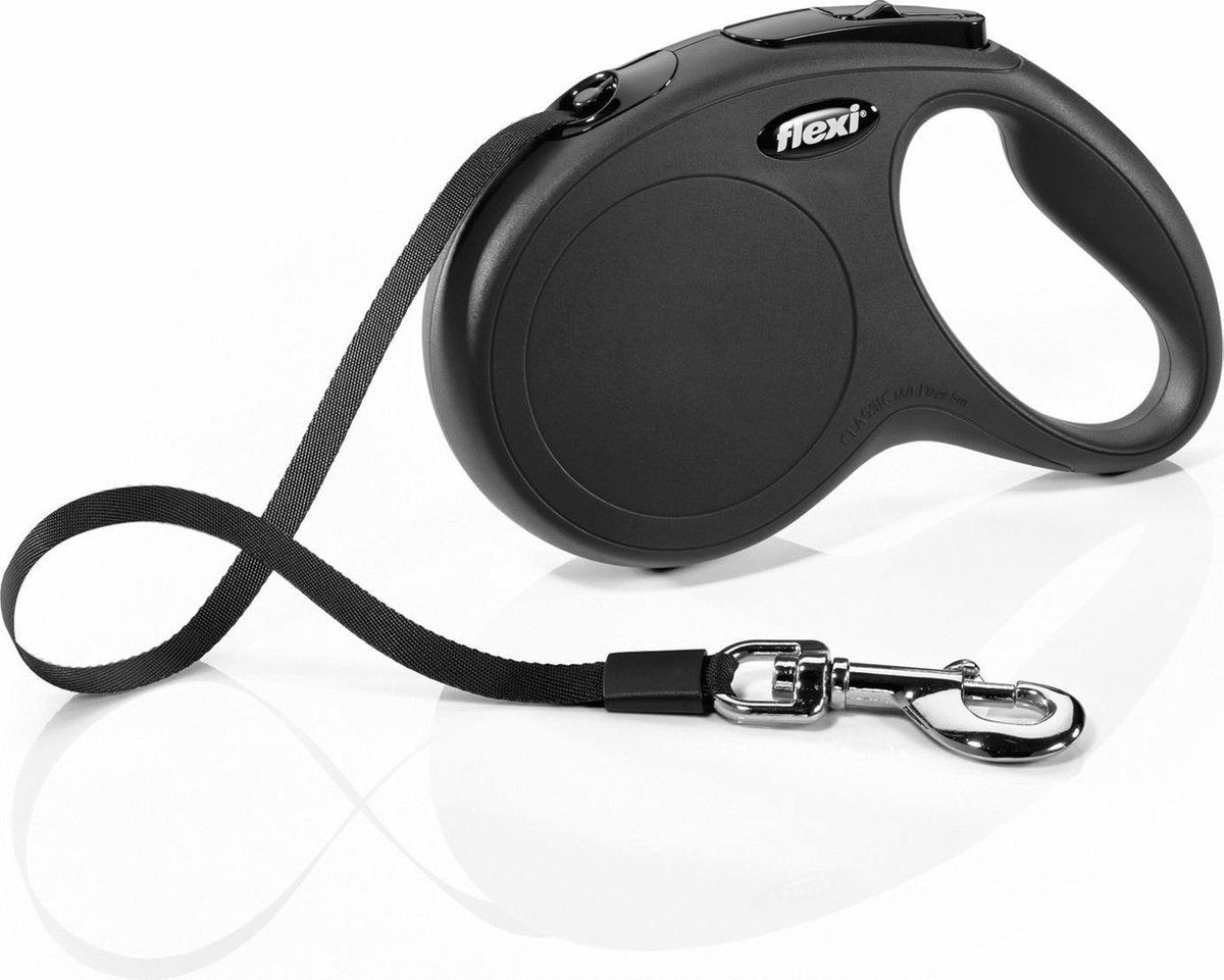 Flexi Classic Tape - Hondenriem - Zwart - M - 5 m (<25 kg)