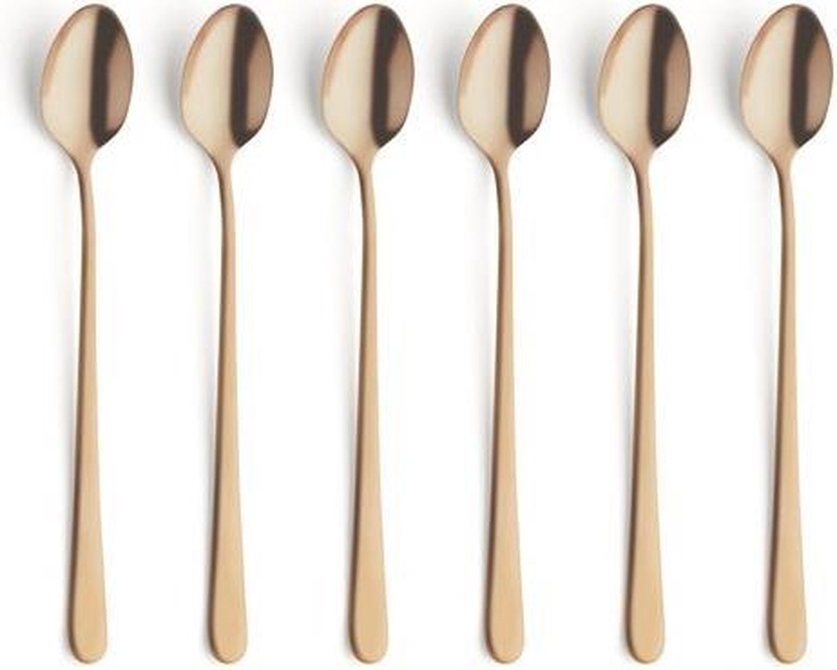 Amefa Vintage - Icetealepel - Goudkleurig -  RVS - (Set van 12) en Yourkitchen E-kookboek