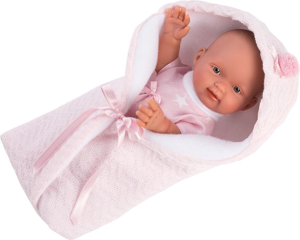Llorens babypop meisje BEBITA SAQUITO ROSA 26cm