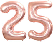 Ballon Cijfer 25 Jaar Rosé Goud 86Cm Folieballon Verjaardag Met Rietje