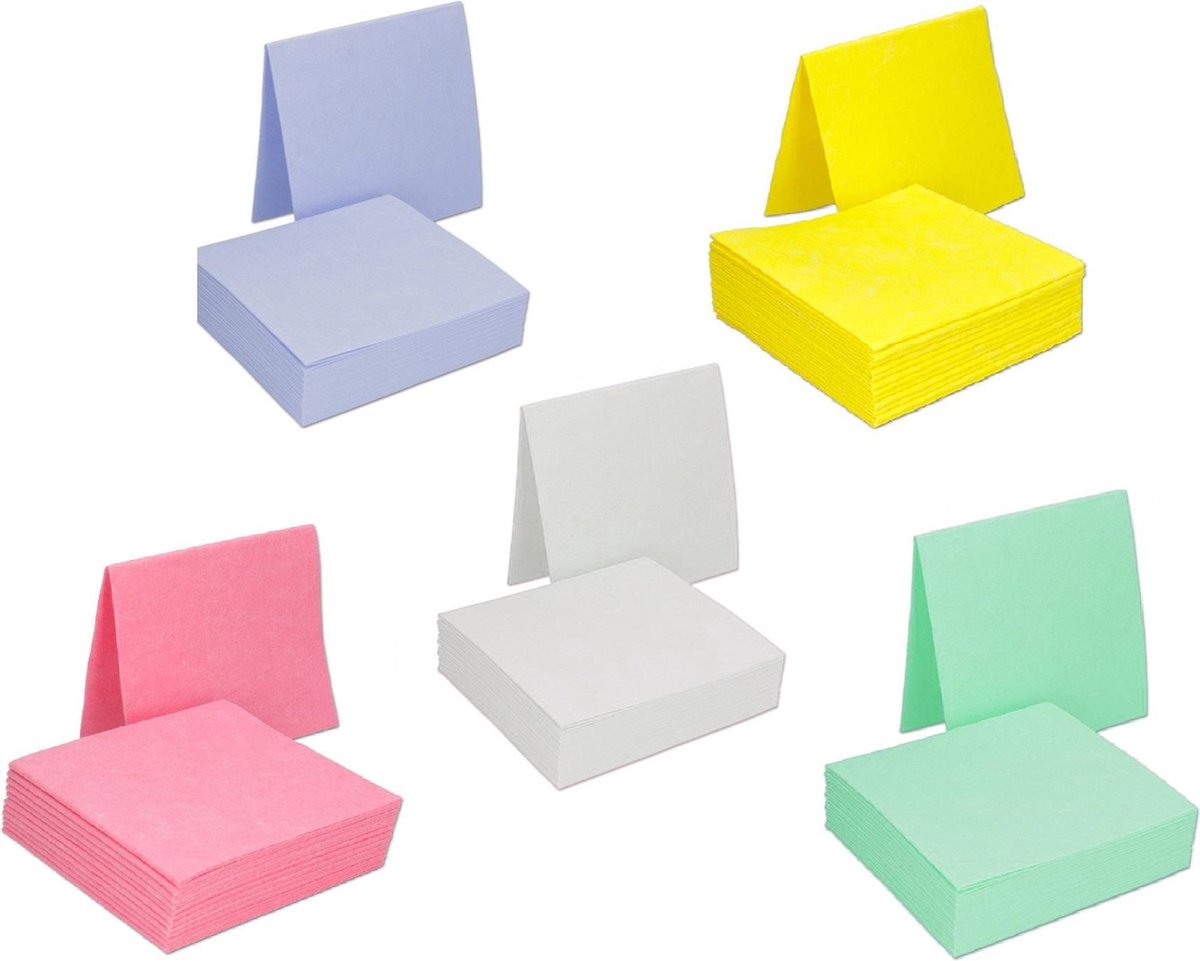 Maus 200 stuks sopdoeken vaatdoekjes 5 kleuren mix viscose vaatdoeken 20x10 stuks geel blauw roze groen en wit