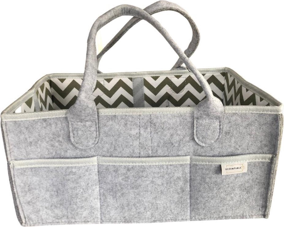 Luxe mand van vilt voor brandhout - houtblokken - viltentas -tas - viltenmand - grijs - kraammand - houtmand - speelgoed - kerst