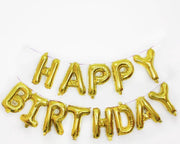 Folie Ballon - Happy  Birthday Goud - Gold Met Rietje
