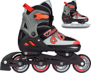 Nijdam Skates Combo Verstelbaar - Red Raider - Zwart/Rood/Grijs - Maat 33-36