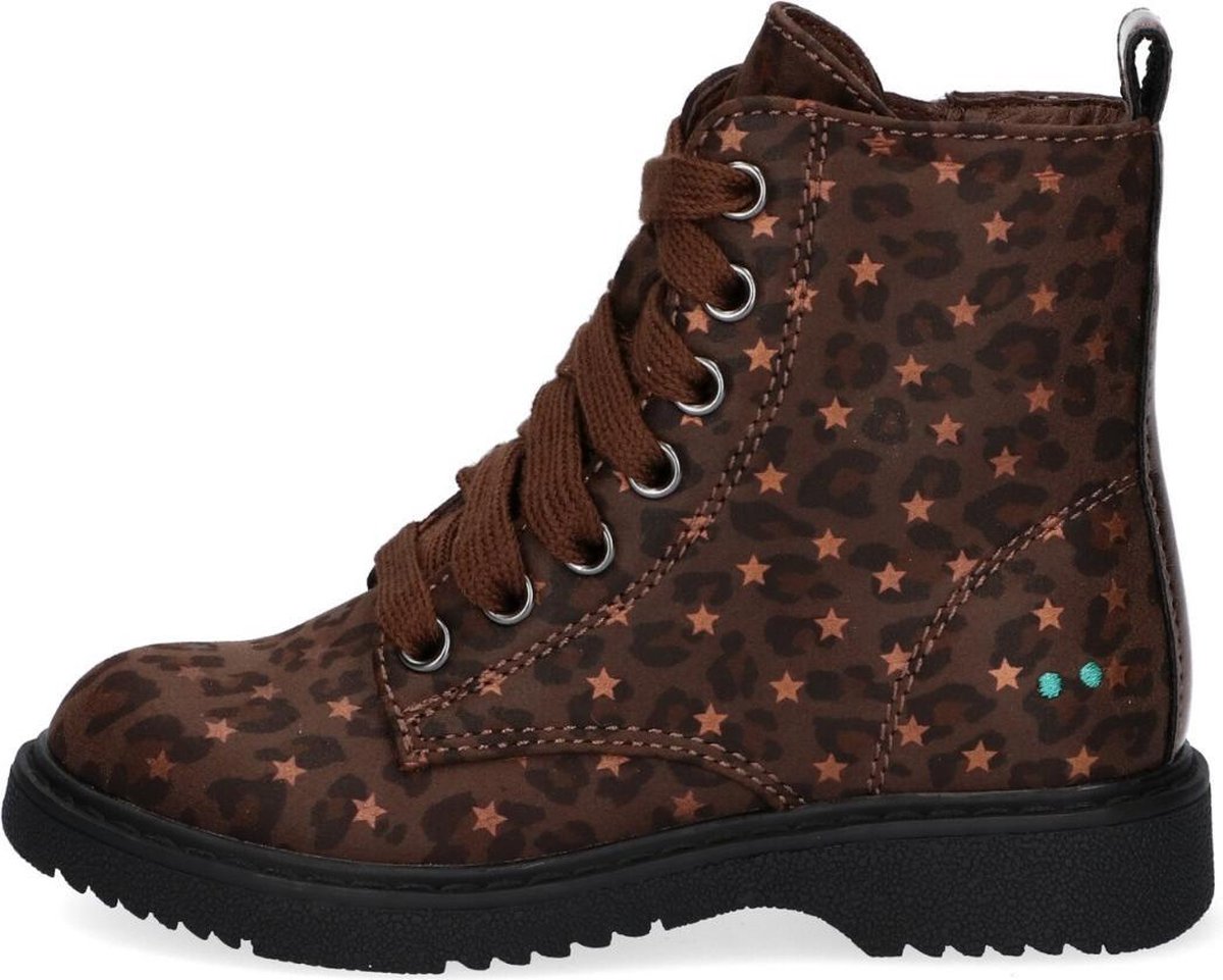 Bunnies JR 220941-718 Meisjes Biker Boots - Bruin - Imitatieleer - Veters
