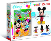 Clementoni - 104-delige Legpuzzel + 3D-model - Mickey - Disney