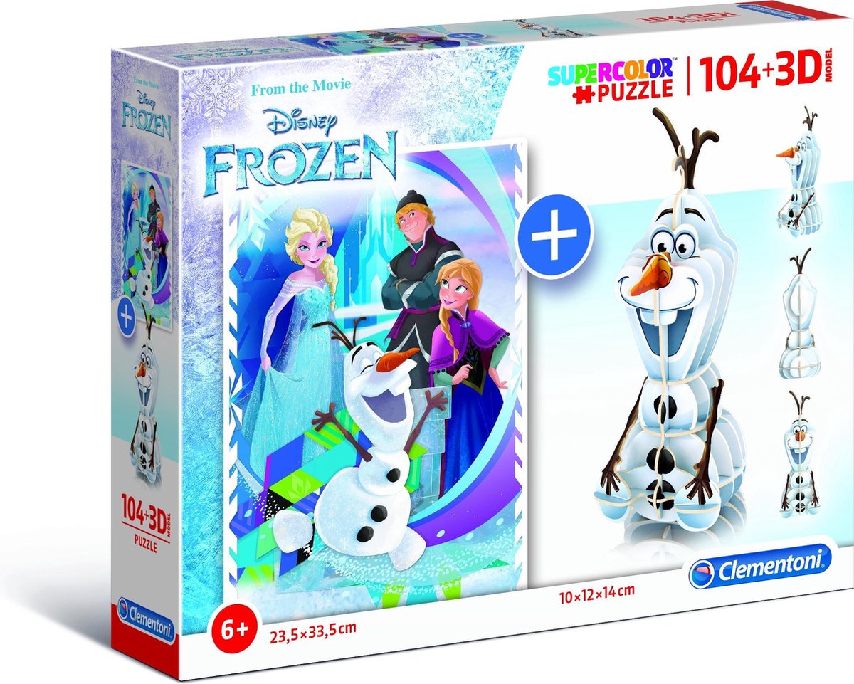 Clementoni - 104-delige legpuzzel + 3D-model - Frozen - Disney
