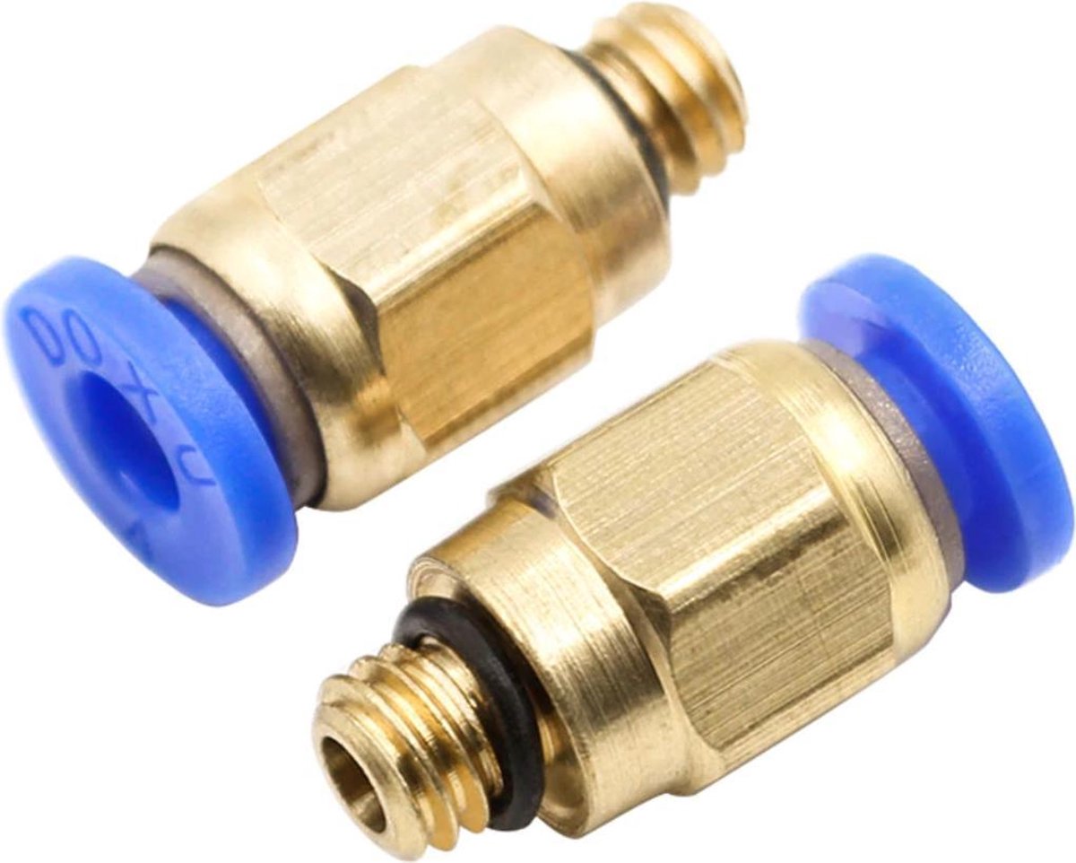 Hiden | 3D printer | Pneumatische fitting - Filament Tube Connector  - M6 x 4mm | 2 stuks