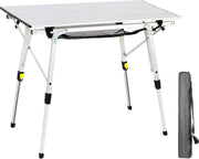 Opvouwbare draagbare picknick kampeertafel met aluminium poten Verstelbare hoogte Roll Up Table Top Mesh Layer