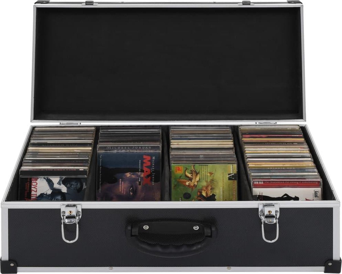 vidaXL Cd-koffer voor 80 cd's aluminium ABS zwart