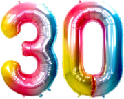 Ballon Cijfer 30 Jaar Regenboog Verjaardag Versiering Cijfer Helium Ballonnen Regenboog Feest Versiering 70 Cm Met Rietje