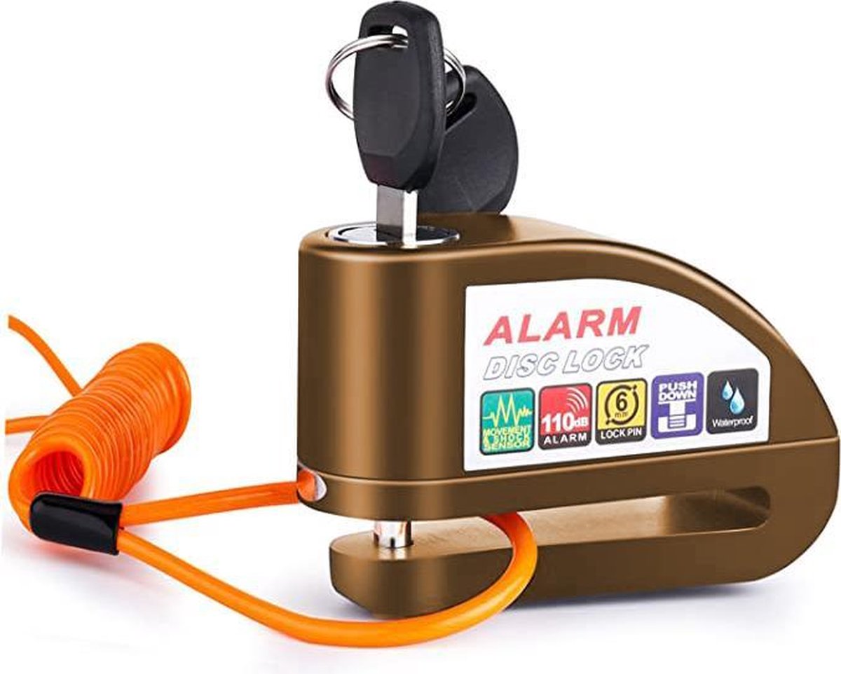 Vinz Elbroes Schijfremslot / Remschijfslot met Alarm – 6 mm