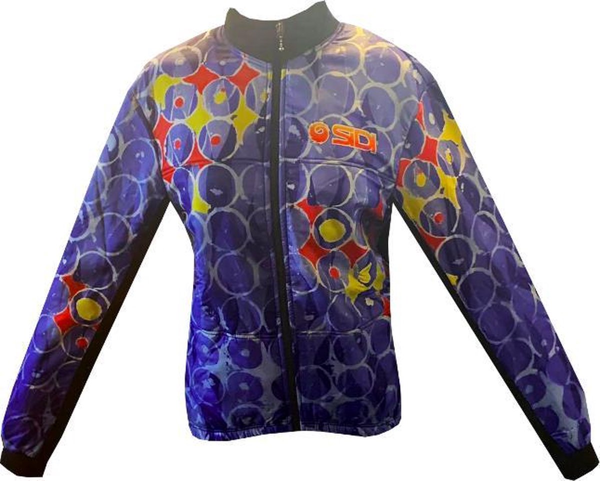 Sidi - Outdoorjas Herfst/Winter - Fleece gevoerd - Blauw/Geel/Rood - Maat M