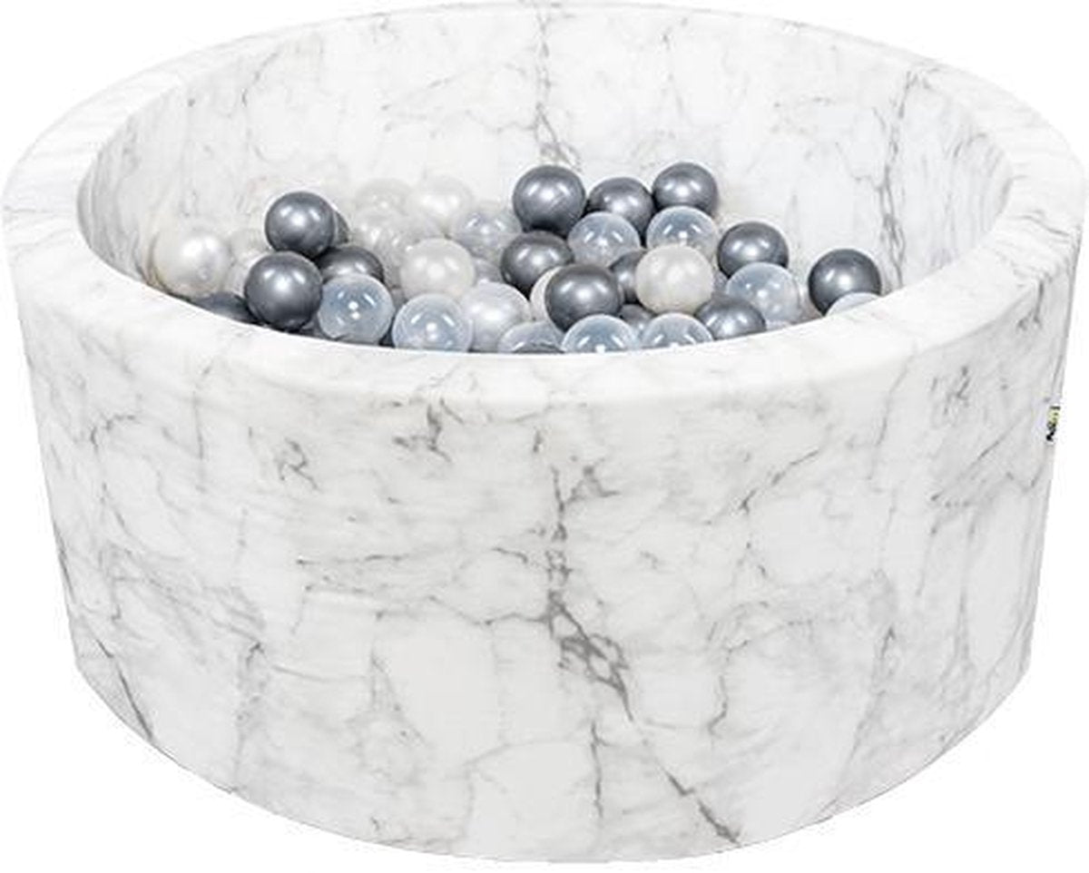 Ronde Ballenbad 90x40 Velvet Marmer - Ballenbak met 300 ballen - Transparant