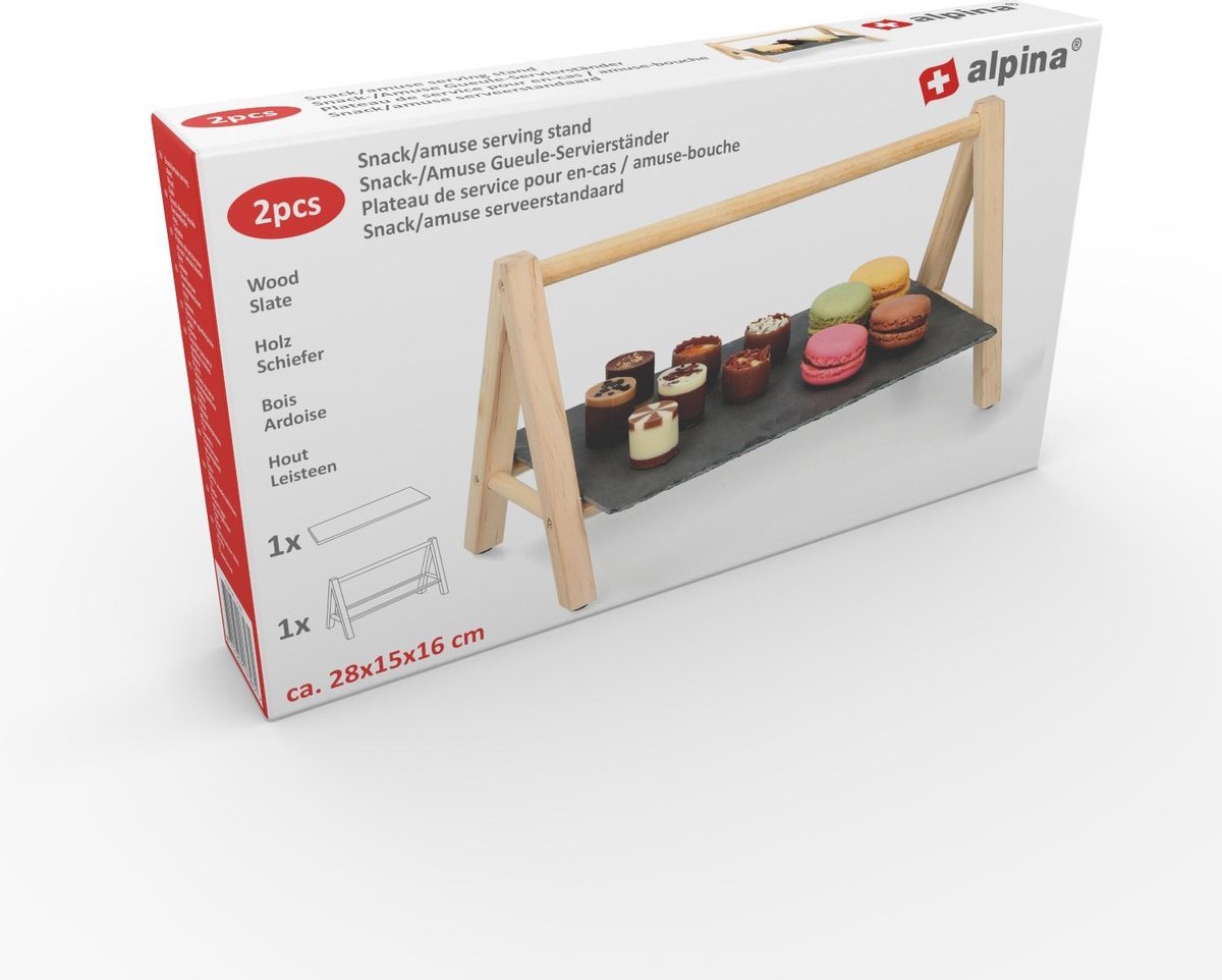 Alpina - Snack/amuse standaard - 28x15x16 - bamboe - snackschaal - tafelgerei