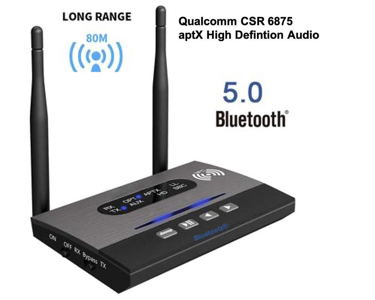 Bluetoolz® | Bluelink BTB-22 | Long Range Bluetooth 5.0 High Resolution Audio zender ontvanger Quallcomm CSR8675