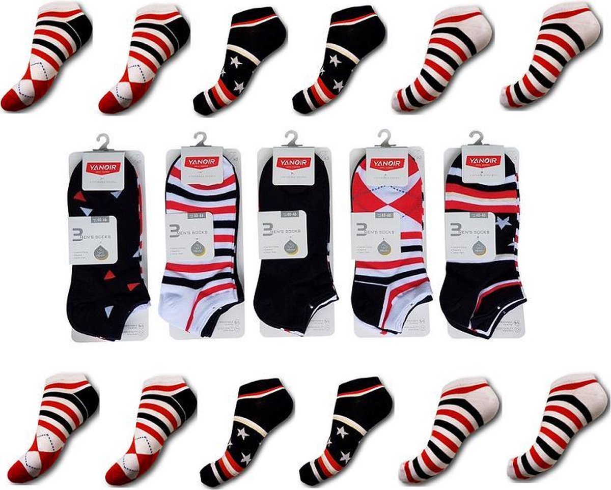 katoenen sneakersokken 15 paar maat 40-44
