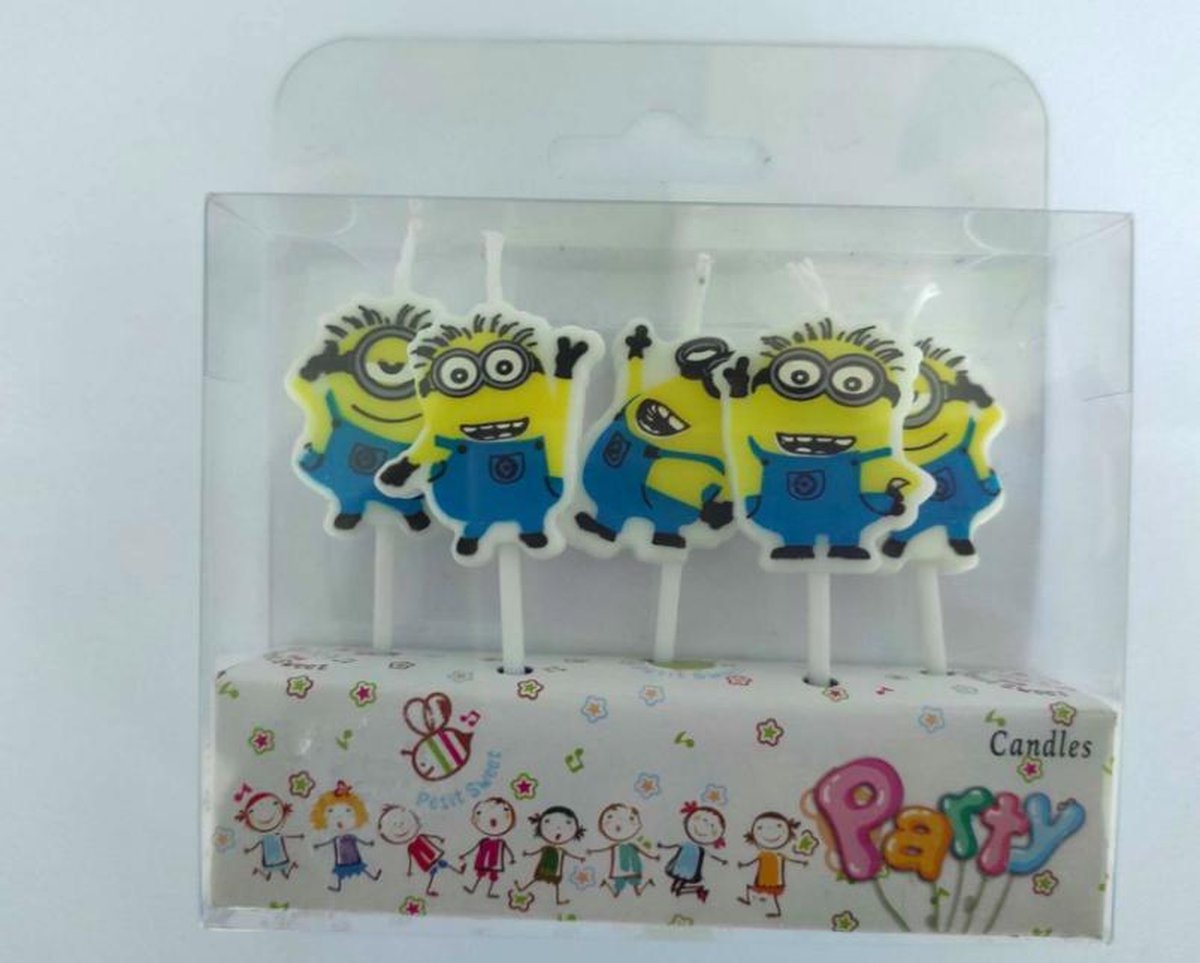 ProductGoods - 5 Verjaardagskaarsjes Minion's | Dinosaurus | Verjaardag | Traktatie | Taart Decoratie | Kinderen | Vuurwerk taartversiering