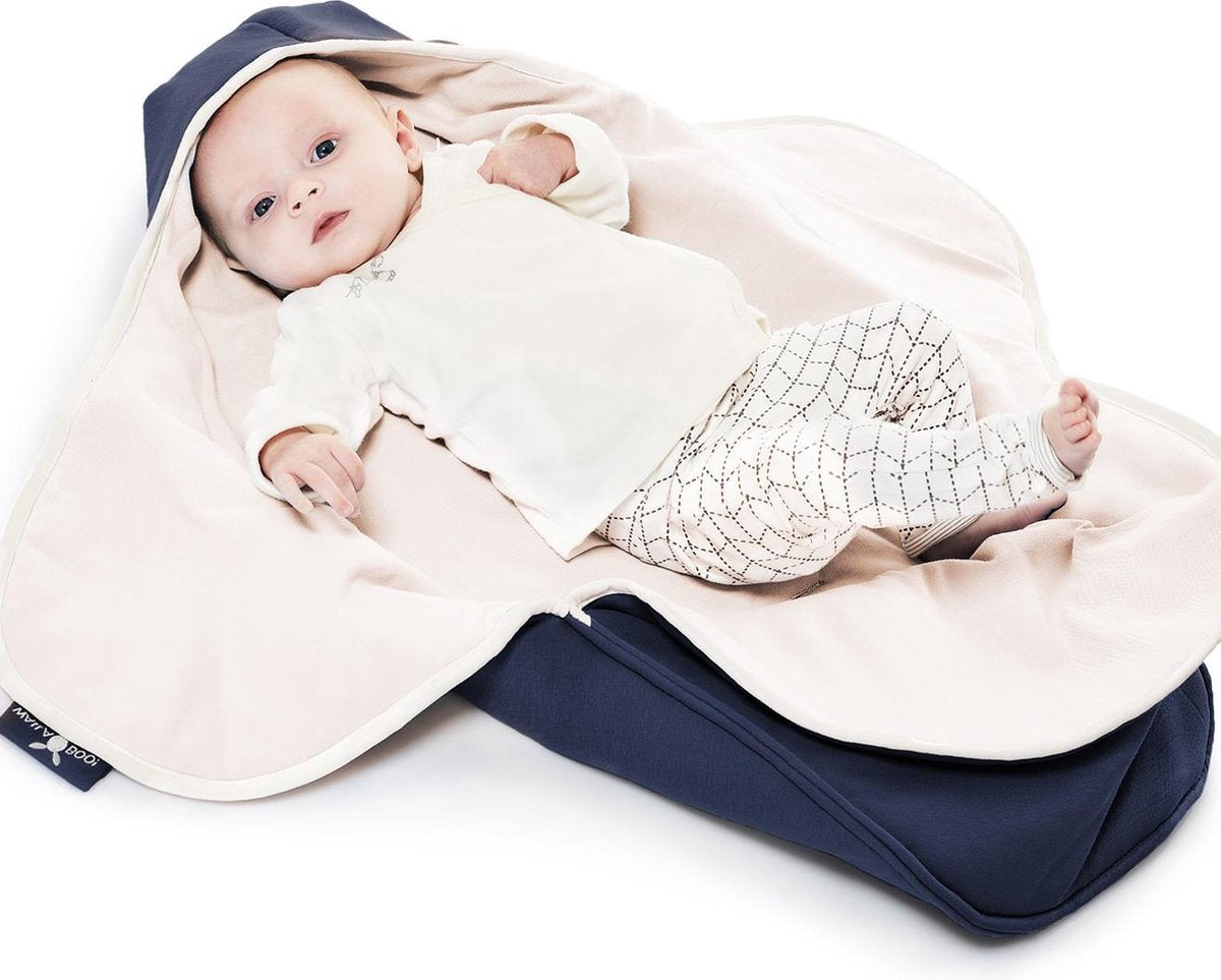 Wallaboo Babydeken Coco - wikkeldeken en wrapper - pasgeboren tot 9 maanden - zacht katoen - 90 * 70 cm - blauw