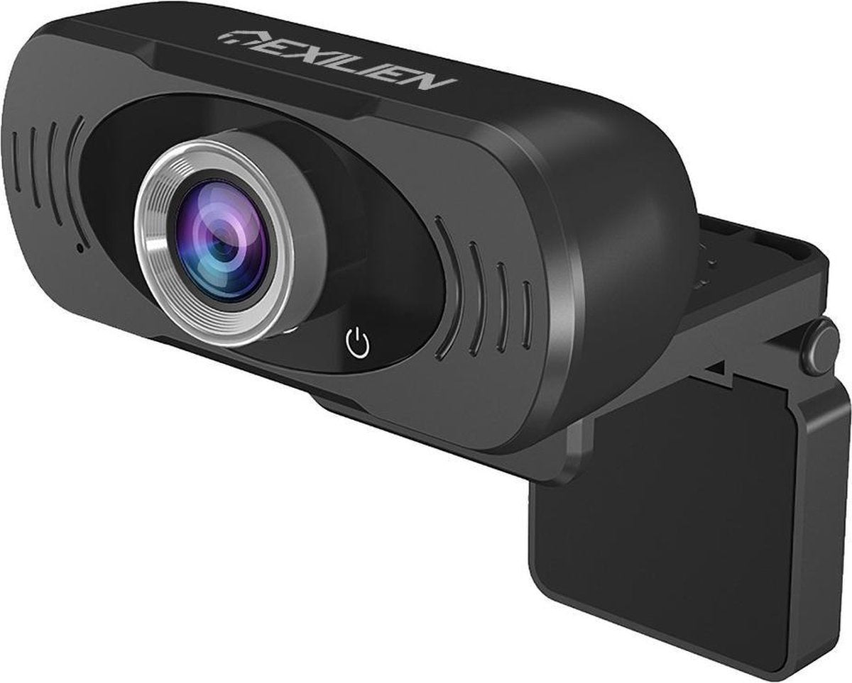 Exilien Full HD 1080P Webcam met Microfoon - Volledig Plug & Play Geen Installatie Nodig - Webcamera met Noise Cancelling Technologie - USB Camera voor Mac PC / Windows Computer - 100 Graden Draaibaar - Geschikt voor Bureau / Computerscherm / Tripod