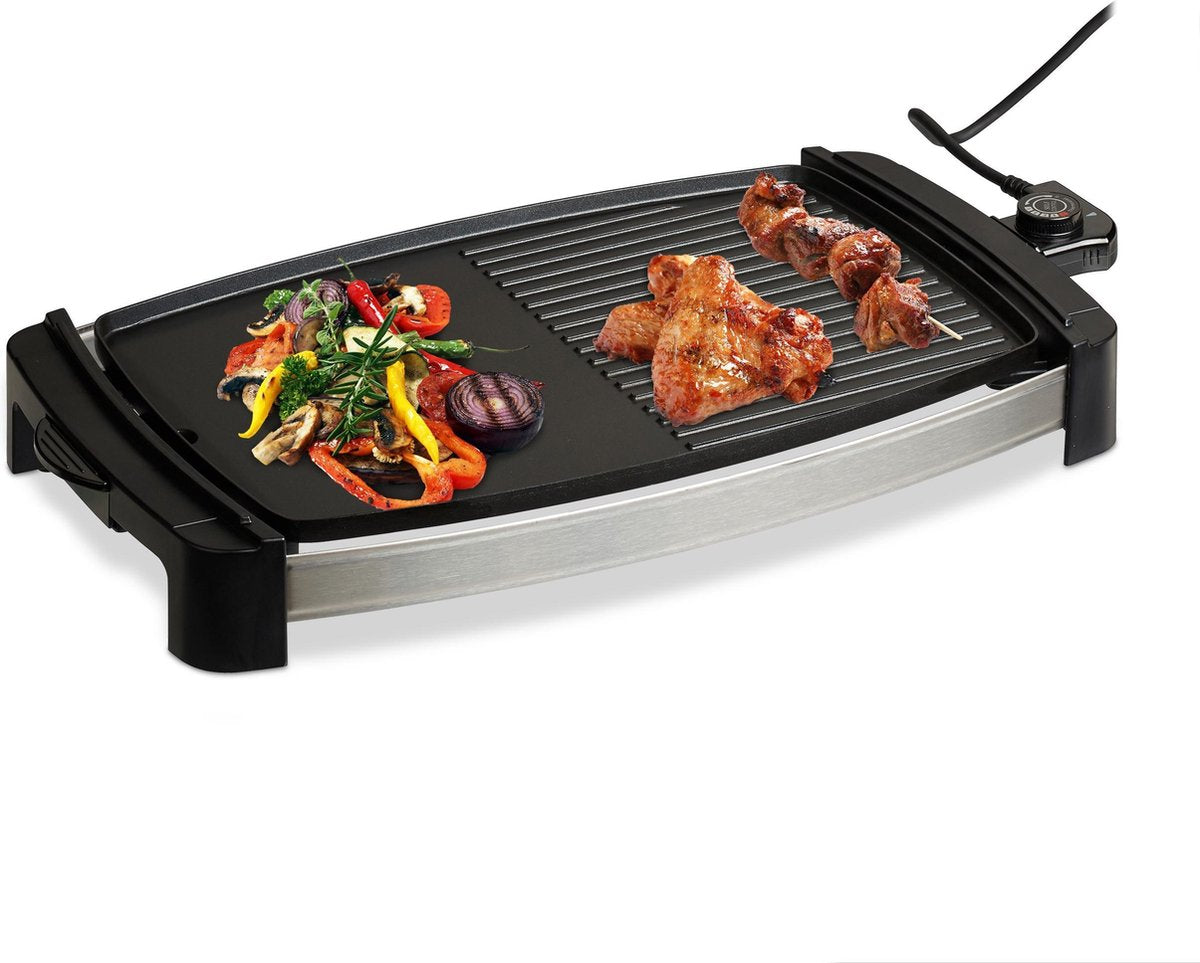 relaxdays elektrische bakplaat   grillplaat in 1 - indoor - elektrische grill - 2000 W