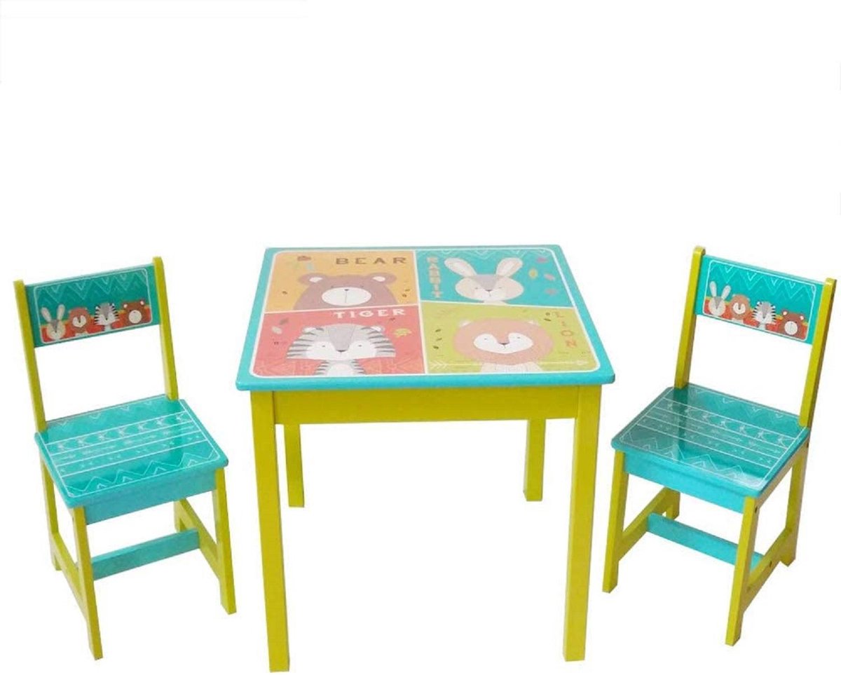 kindermeubel - speeltafel-Kindertafel-Kindertafel met stoelen -1 tafel en 2 stoelen voor kinderen - zitgroep - Kleurtafel -knutseltafel - tekentafel -zitgroep set -kinder speeltafel - kinderzetel - stoel kind-Hout -Blauw
