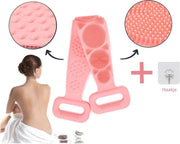 Blubs® – Scrubband – Badborstel – Dry brush – Rug Scrubber – Lichaamsborstel – Rugborstel douche – Huidborstel – Rugborstel kunststof– Doucheborstel – Siliconen borstel – Droogborstel – Massage – Roze