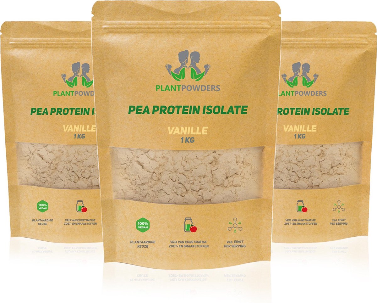 Plantpowders - Plantaardige Eiwitshake - Proteïne Poeder - Eiwitpoeder - Vegan Proteïne Shake - Vanille - 3 x 1000 gram (99 shakes) - Vrienden Voordeelbundel