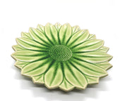 Bord -  Presenteerschaal - Presenteerblad - Bloemvormige schaal - Handgemaakt en geschilderd - Groen - 27 cm groen ( 2 stuks)