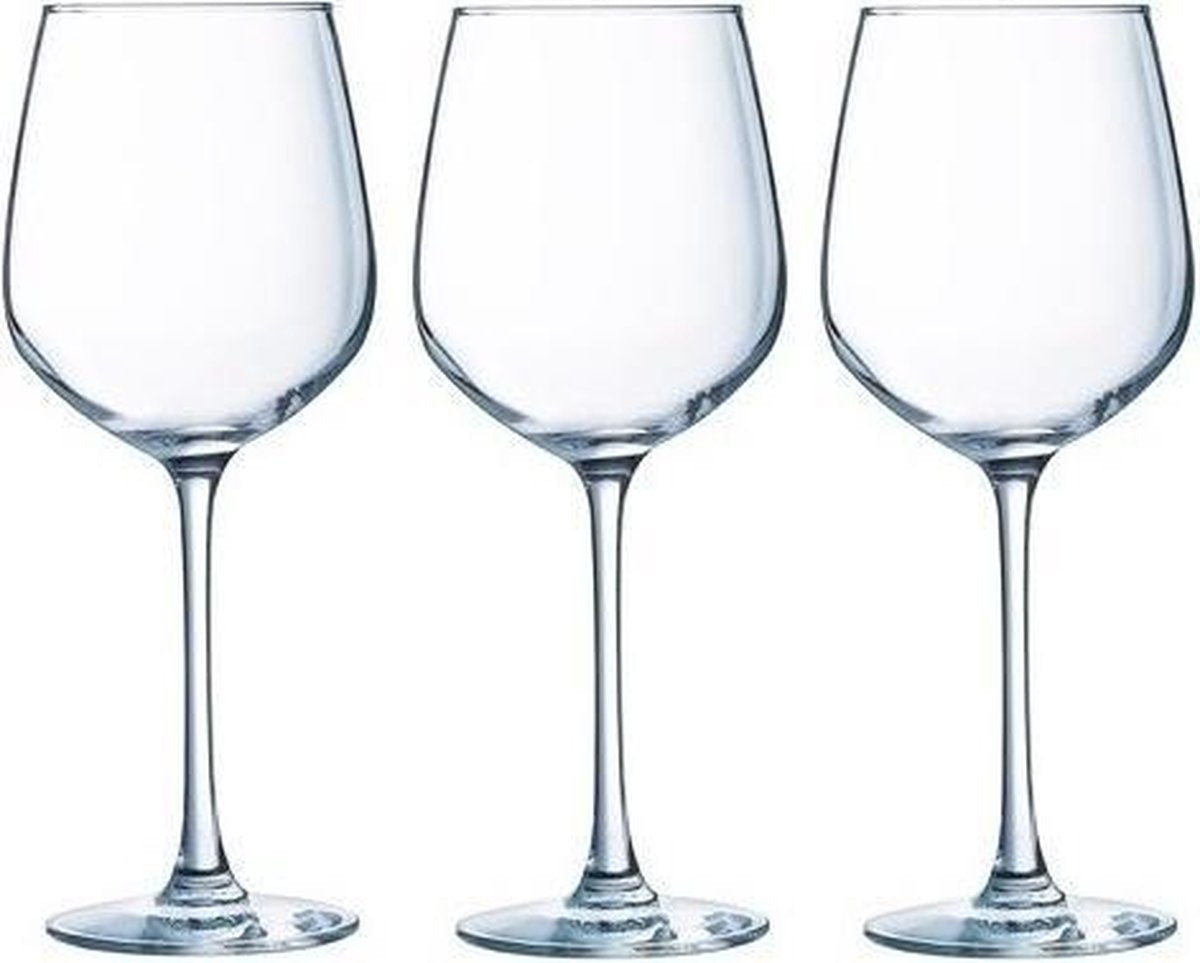 3x Wijnglazen transparant 310 ml  - Wijnglas witte wijn op voet 3 stuks