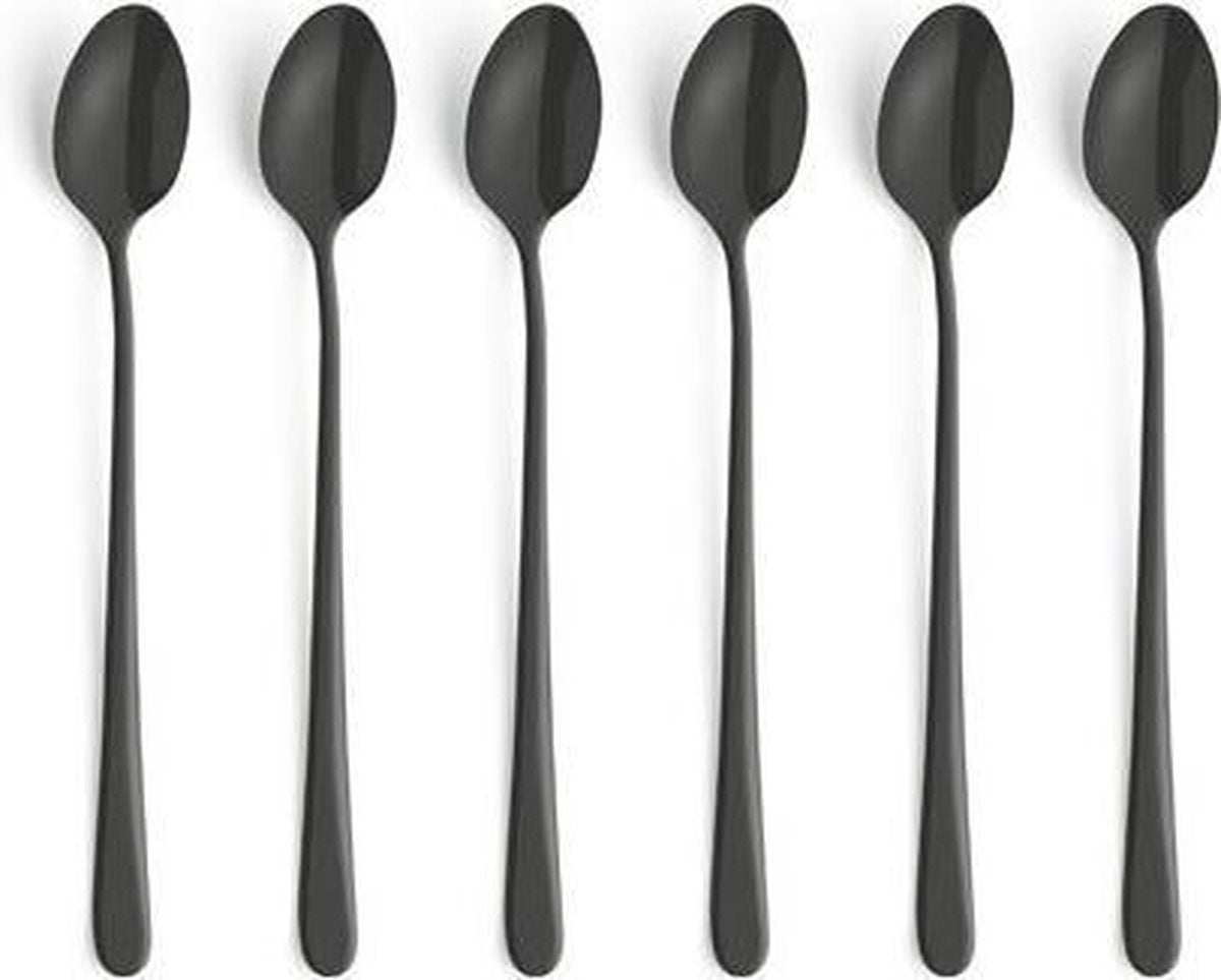 Amefa Vintage Zwart - Icetealepel - RVS - (Set van 12) en Yourkitchen E-kookboek