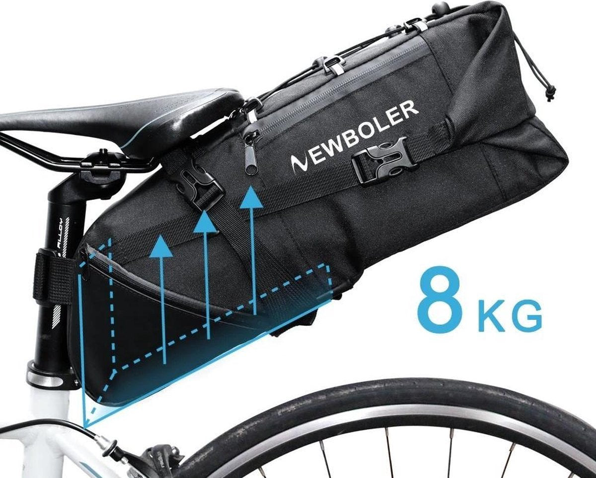 Fiets Opbergtas - Zadelpen Bevestiging - Fietsreis Tas - Zwart - Waterdicht