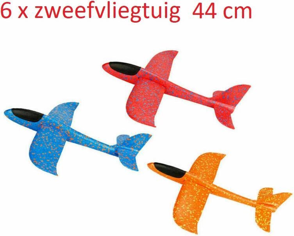 6 XL Foam EPP Vliegtuigjes 44 cm groot - 2 x Blauw