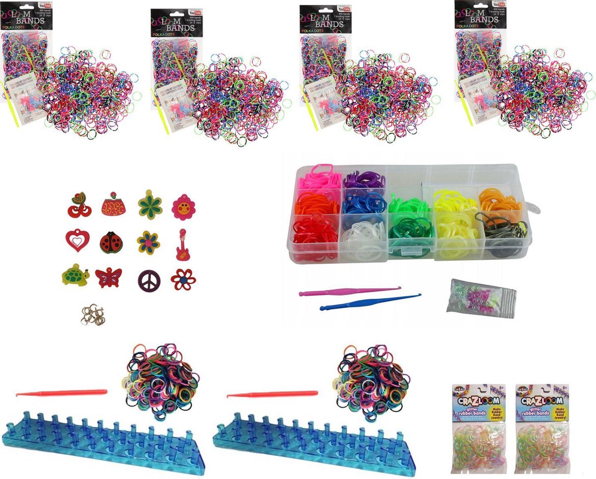 Loom Starterspakket 3500 delig - opbergkoffertje met glow in the dark loombandjes