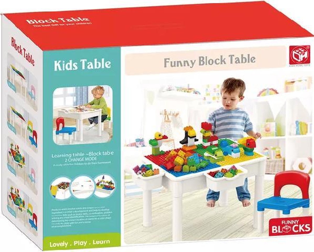 Kids Home Speeltafel + stoeltje roze + 2 opbergboxen